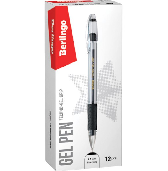 Długopis Techno-Gel Grip 0,5mm czarny Berlingo